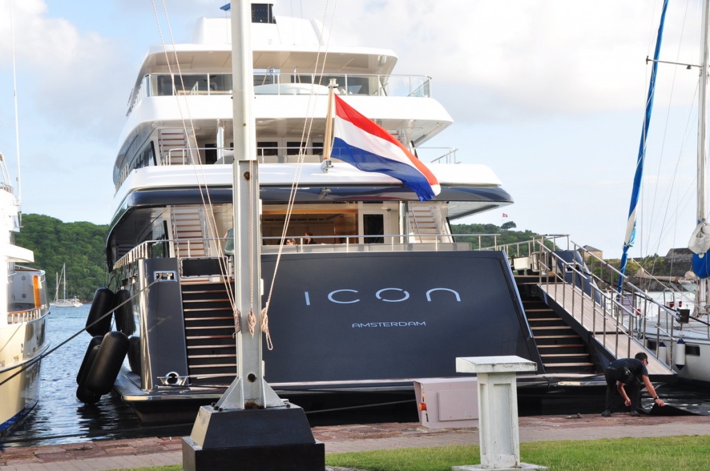 Icon mega luxury yacht in Nelson's Harbor