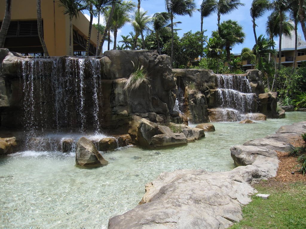 Waterfall in front of the Radisson.