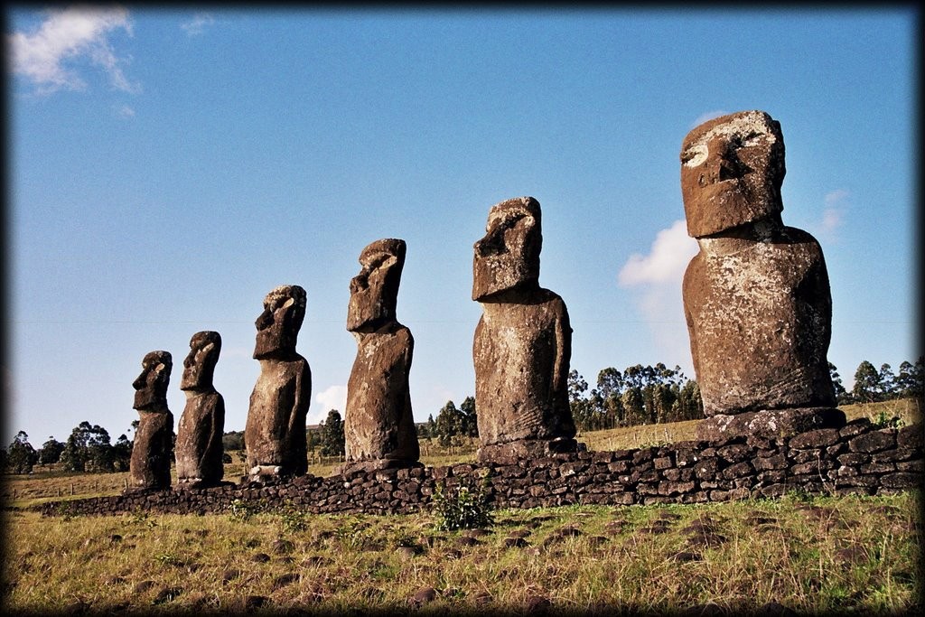 Ahu Akivi are the only moai that face the ocean.