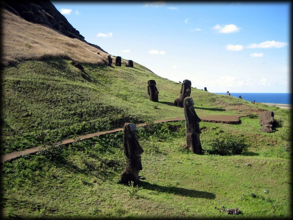 Rano Raraku is the volcano from which all the moai were carved and is one of the most spectacular sites on Easter Island.