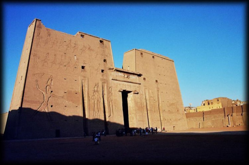 Between Aswan and Luxor is located the major Ptolemaic temple of Edfu - the best preserved major temple in Egypt. The temple is dedicated to the falcon god Horus and was built over a 180-year period from 237 BC to 57 BC. 