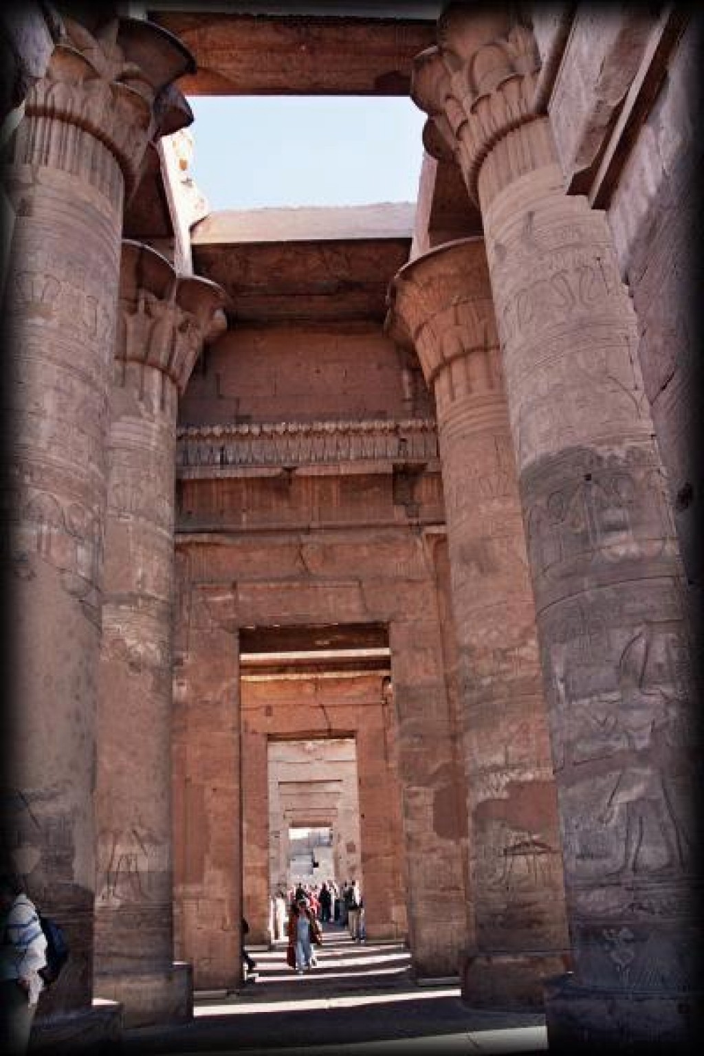 Kom Ombo is located on a bend in the river Nile about 50 km north of Aswan.  The temple is dedicated to the crocodile god Sobek and the falcon god Haroeris (Horus the Elder).
