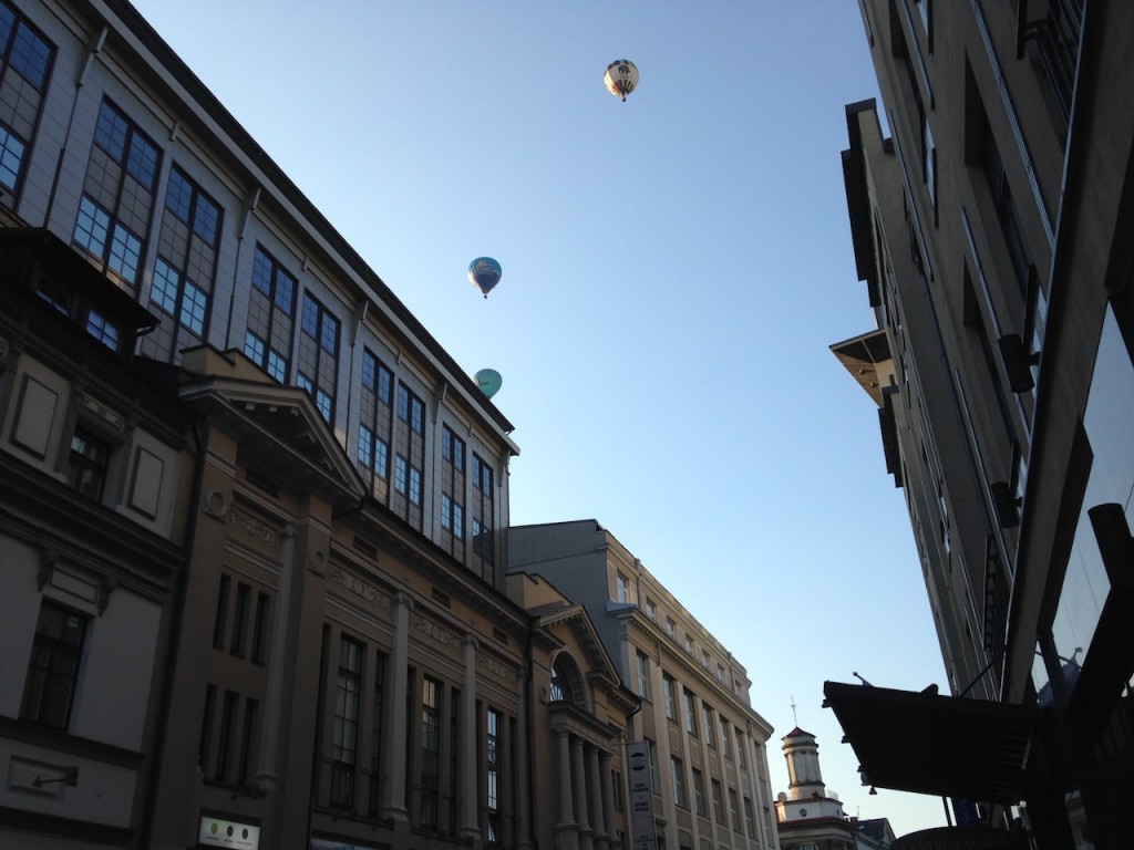 Balloons floating above Vilnius