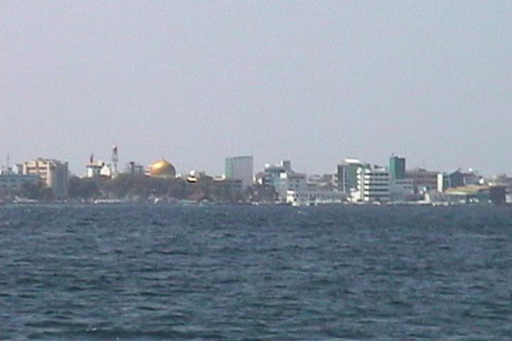 This is downtown Male, the capital city of the Maldives.