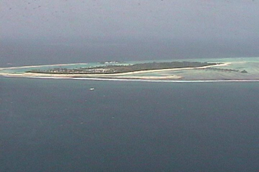 We went on an excursion to Rhiveli Island, at the south end of the Maldives.  We took a seaplane to get there.  This is an island we saw from the plane.