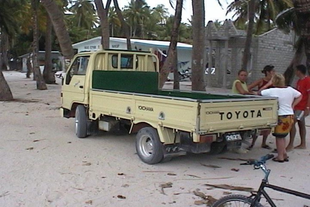 We visited another island to go shopping.  This was the transportation: all the GM's piled into the bed of this pickup truck.