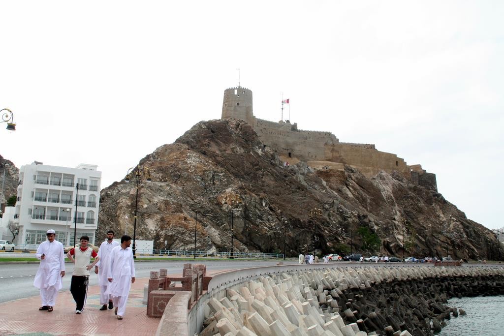 We walked from Muttrah to Old Muscat.  It was a very nice, (although a little long) walk right on the ocean's edge.  In the distance is Mutrah Fort, closed to visitors.