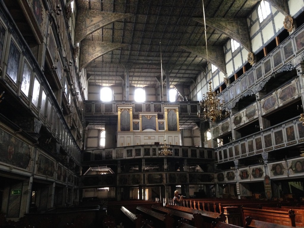 Inside the Church of Peace, one of the largest timber-framed (wooden) churches in Europe. It was pretty amazing, we'd never seen anything like it. It is a UNESCO site.