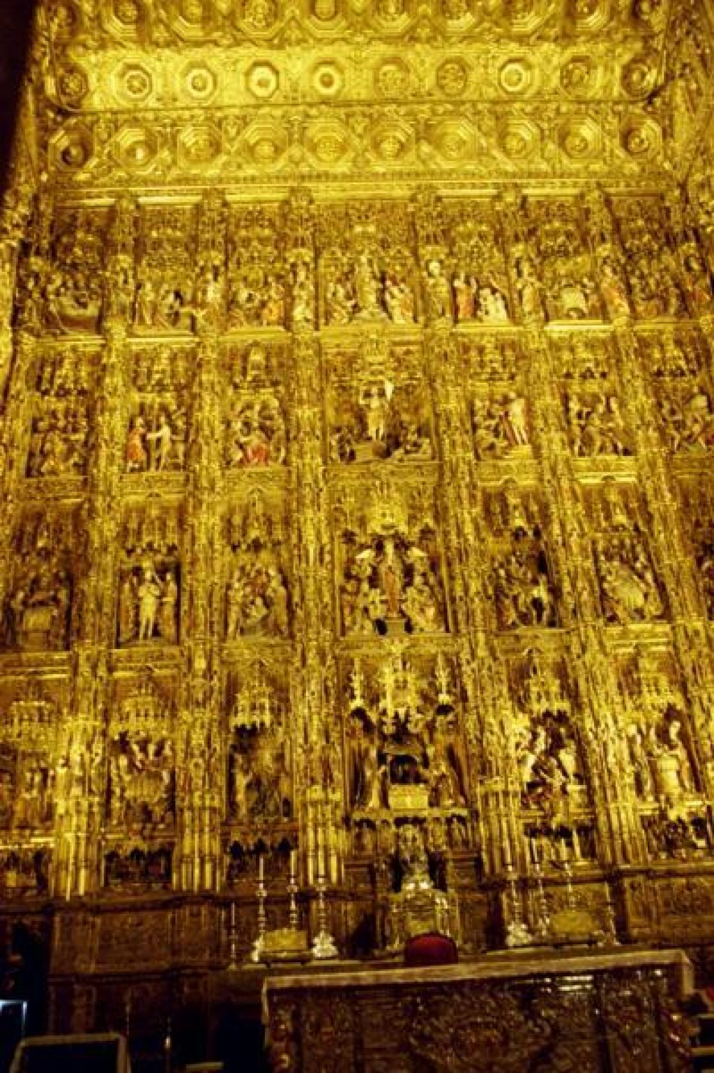 This altarpiece is on the largest in the world.  There is 36 biblical scenes depicted in gold.