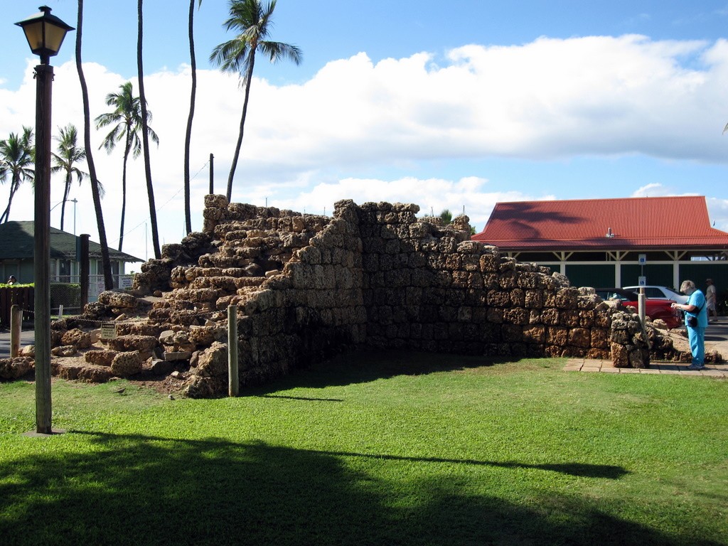 Old Wall from the Old Fort, with reconstructed coral blocks