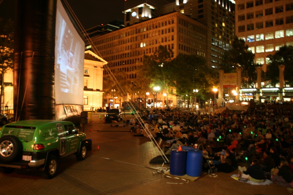 Flicks on the Bricks - free movies at Pioneer Courthouse Square downtown.