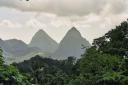 The Pitons seen from the road