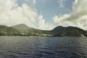 View of Dominica from the whale watching boat