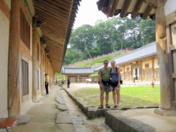 Us in front of the buildings that house the Tripitaka Koreana