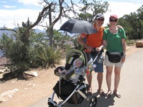 The Vista Uppababy Stroller at the Grand Canyon, with the car seat adapter.