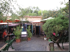 The shaded courtyard at The Shed