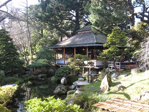 The tea house offers a quiet place to relax and drink in the calmness of the Japanese Tea Garden, Golden Gate Park, San Francisco