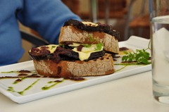 The excellent roasted eggplant and halumi cheese at the Wintergarden Pavillion, Auckland 