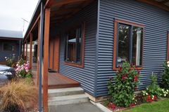 Outside view of our room in the Matai Lodge at Top 10 Holiday Park Te Anau