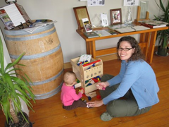 Playing with toys at the very family-friendly Te Whare Ra Winery in beautiful Marlborough, New Zealand
