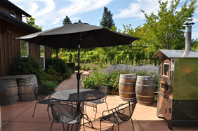 The beautiful terrace at De la Montanya Winery, in Healdsburg, Sonoma County.