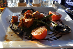 Stacked Portobello and Vegetables, the vegetarian dinner option at The Reef Seafood Restaurant & Bar, Wanaka 