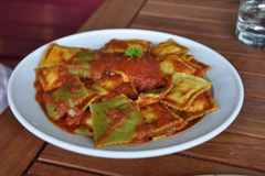 Large Pansotti -  pumpkin ravioli with basil and parmesan at La Toscana Pizzeria, Te Anau 