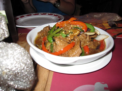  Eggplant Thai Basil with mock duck at Sawasdee Thai Restaurant, Aruba.