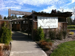 Dutton Goldfield Winery's patio sadly lacks the beautiful views that most of Sonoma County's wineries offer.